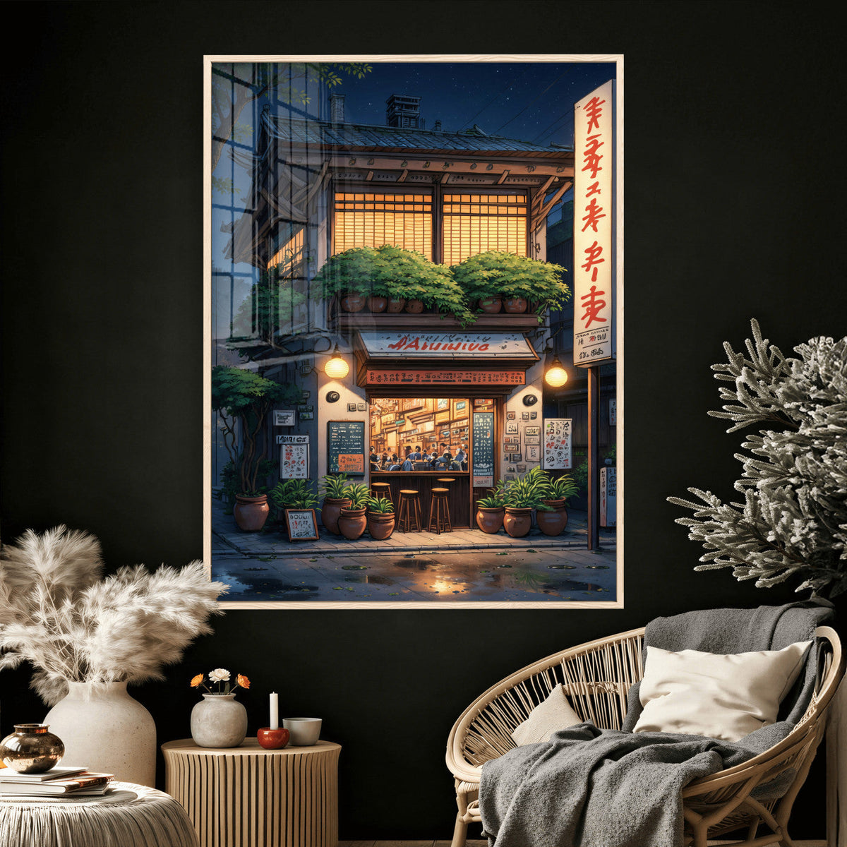 Evening at the Ramen Shop Canvas Wall Art — Japan Night