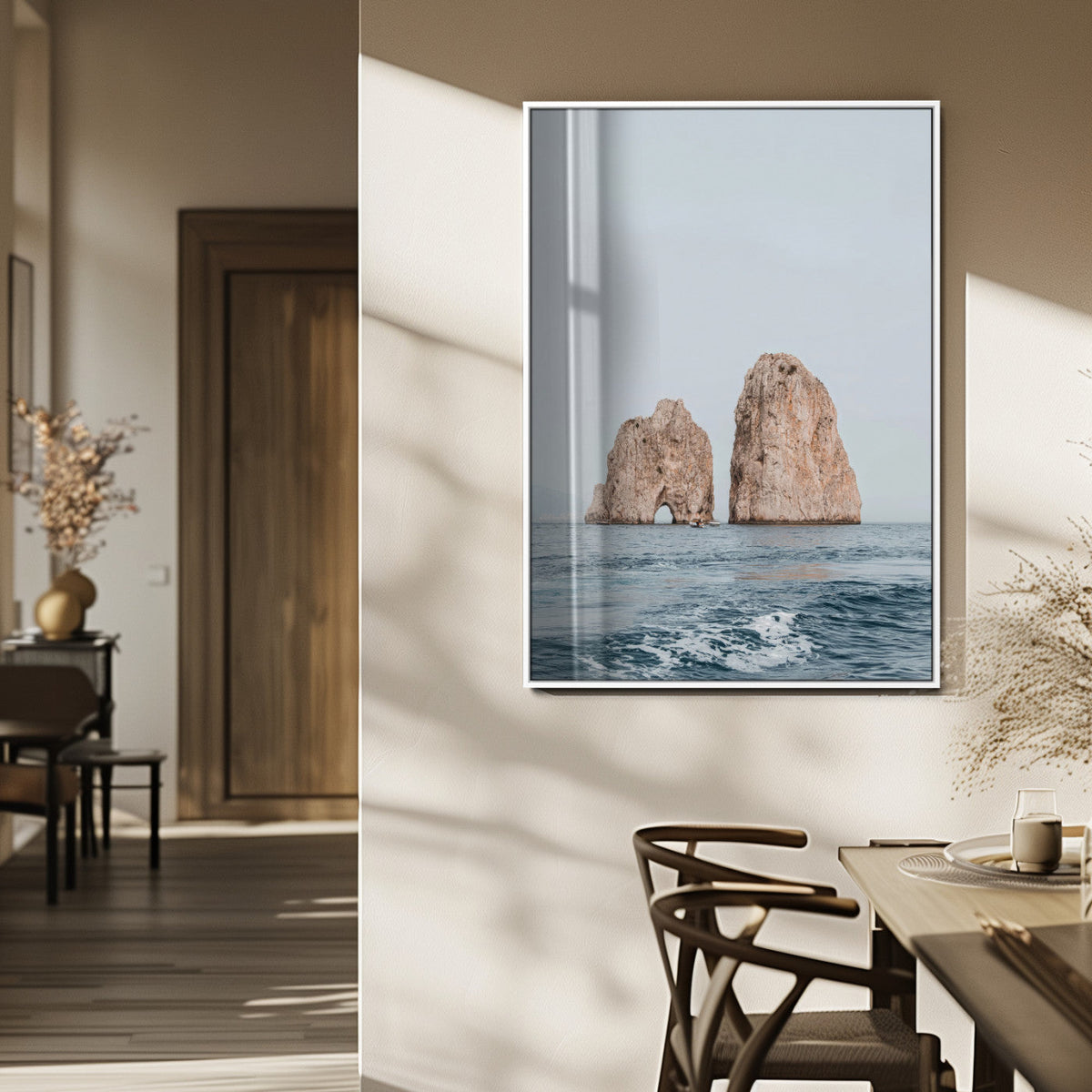Faraglioni Capri Wall Art Canvas Print – Framed Serene Ocean