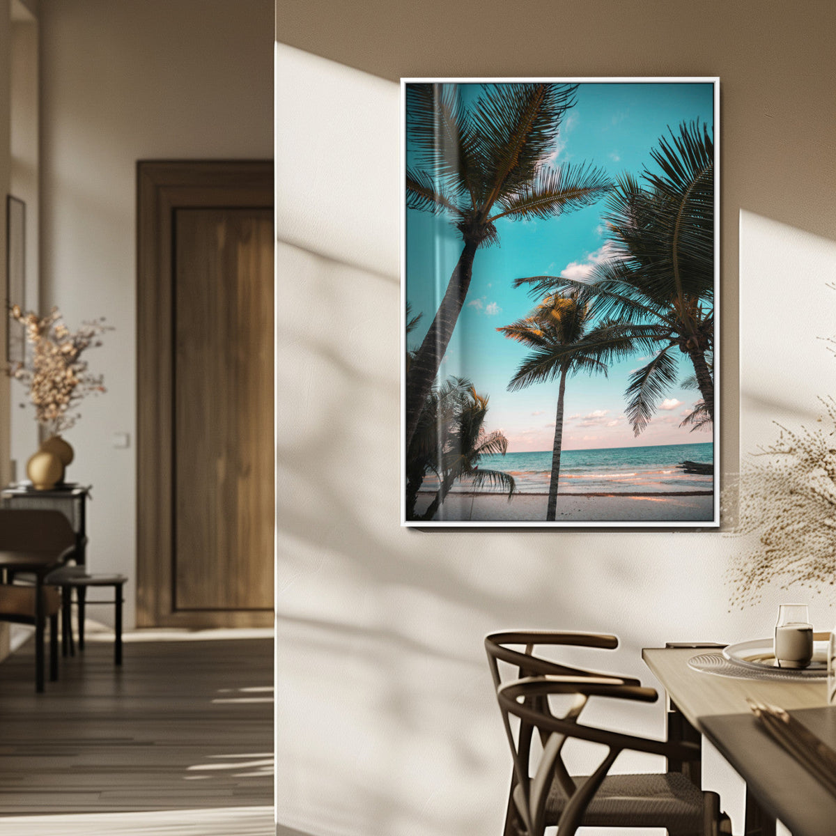 Palm Trees Wall Art Canvas Print – Framed Tropical Beach