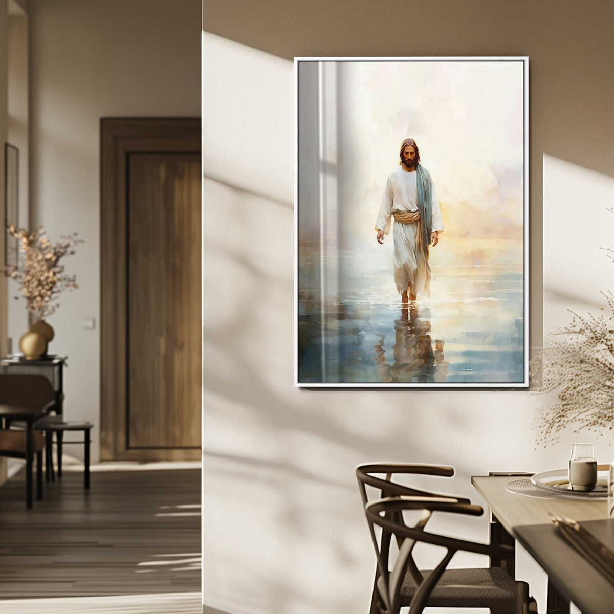 Jesus Walking on Water Wall Art Canvas Print, Christian Wall