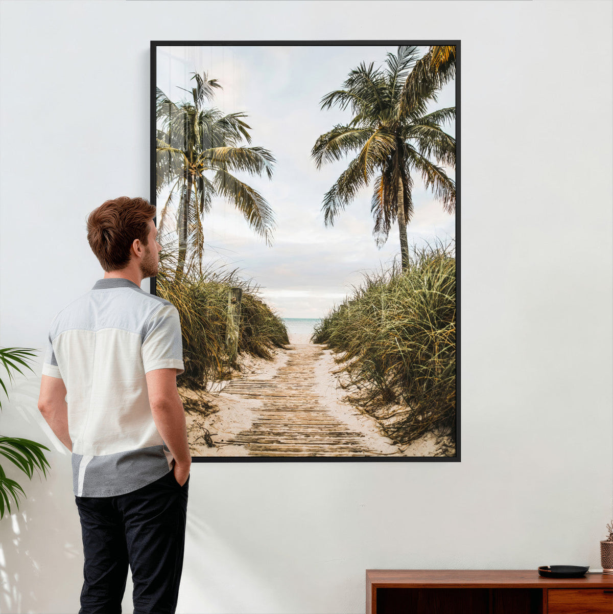Tropical Palm Wall Art – Sandy Pathway Canvas Print, Ocean