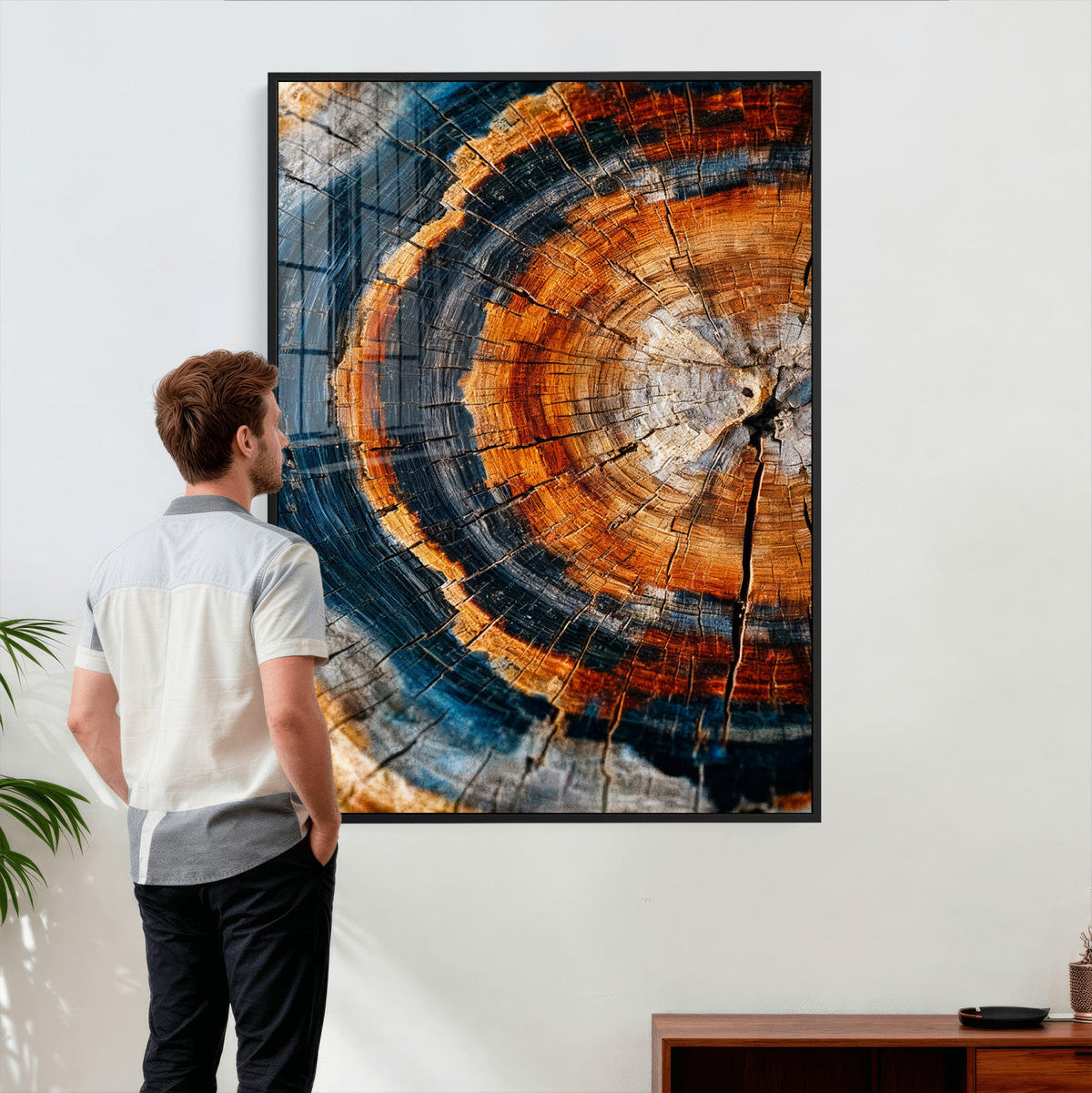 Abstract Wood Grain Canvas Print, Tree Ring Pattern Wall