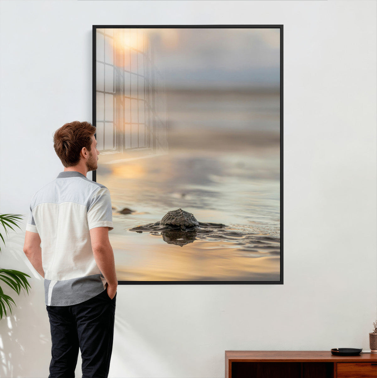 Sea Turtle Hatchling Wall Art Canvas Print – Soft Coastal