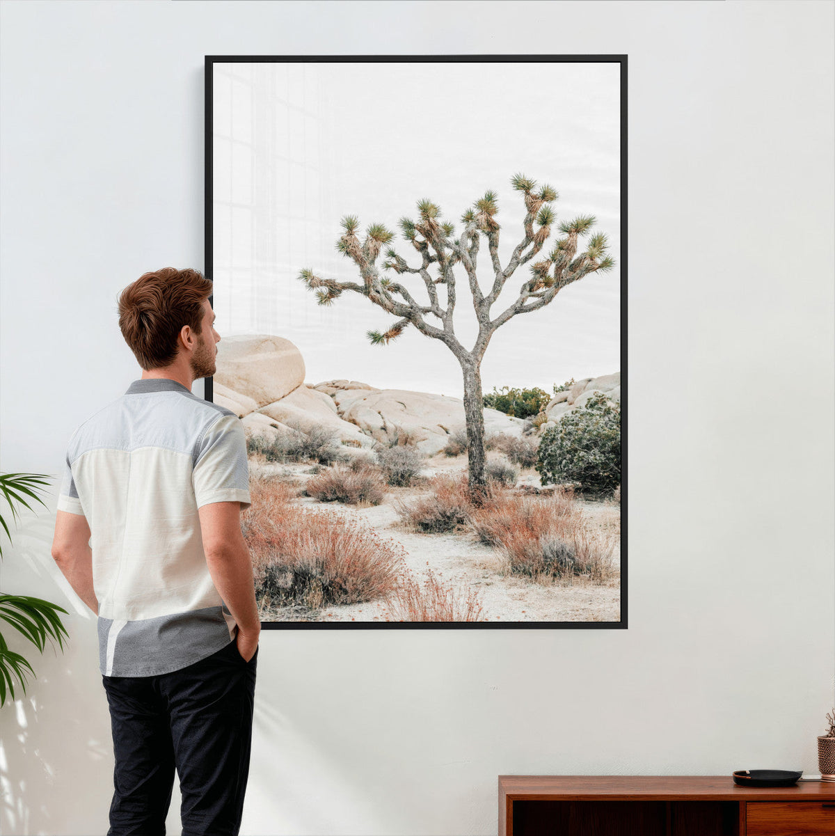 Joshua Tree Desert Wall Art Canvas Print, Minimal Southwest