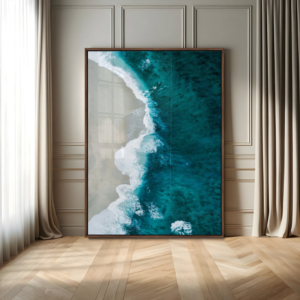 Aerial Ocean View Wall Art Canvas Print – Framed Coastal