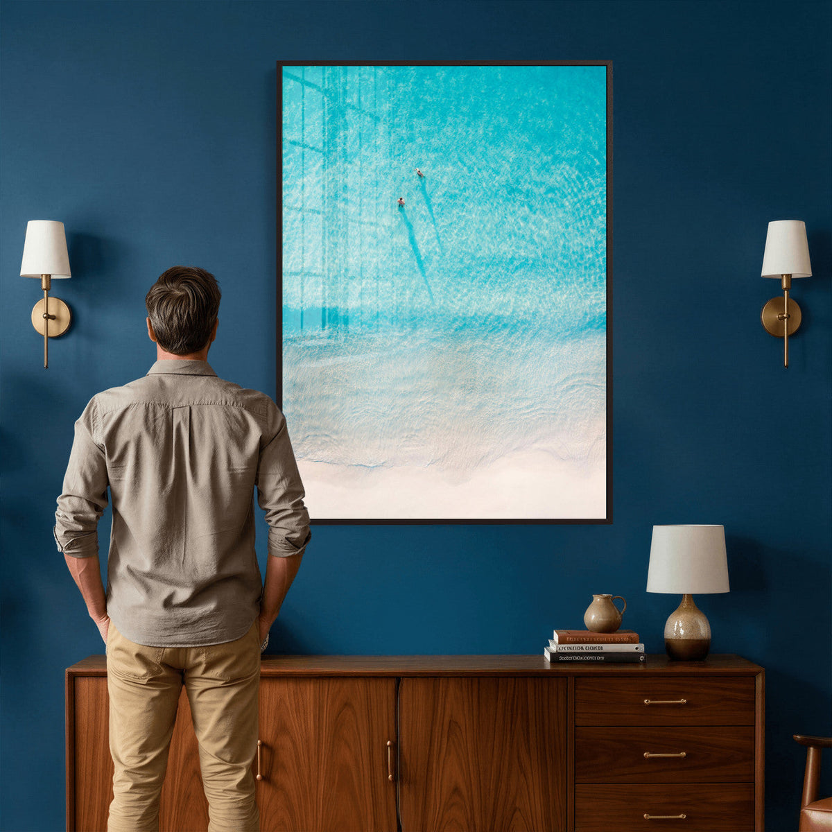 Aerial Turquoise Beach Wall Art Canvas Print – Minimal