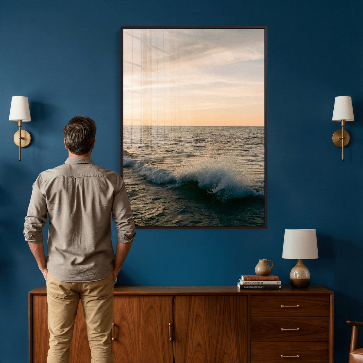 Ocean Wave Wall Art Canvas Print, Calm Coastal Nature