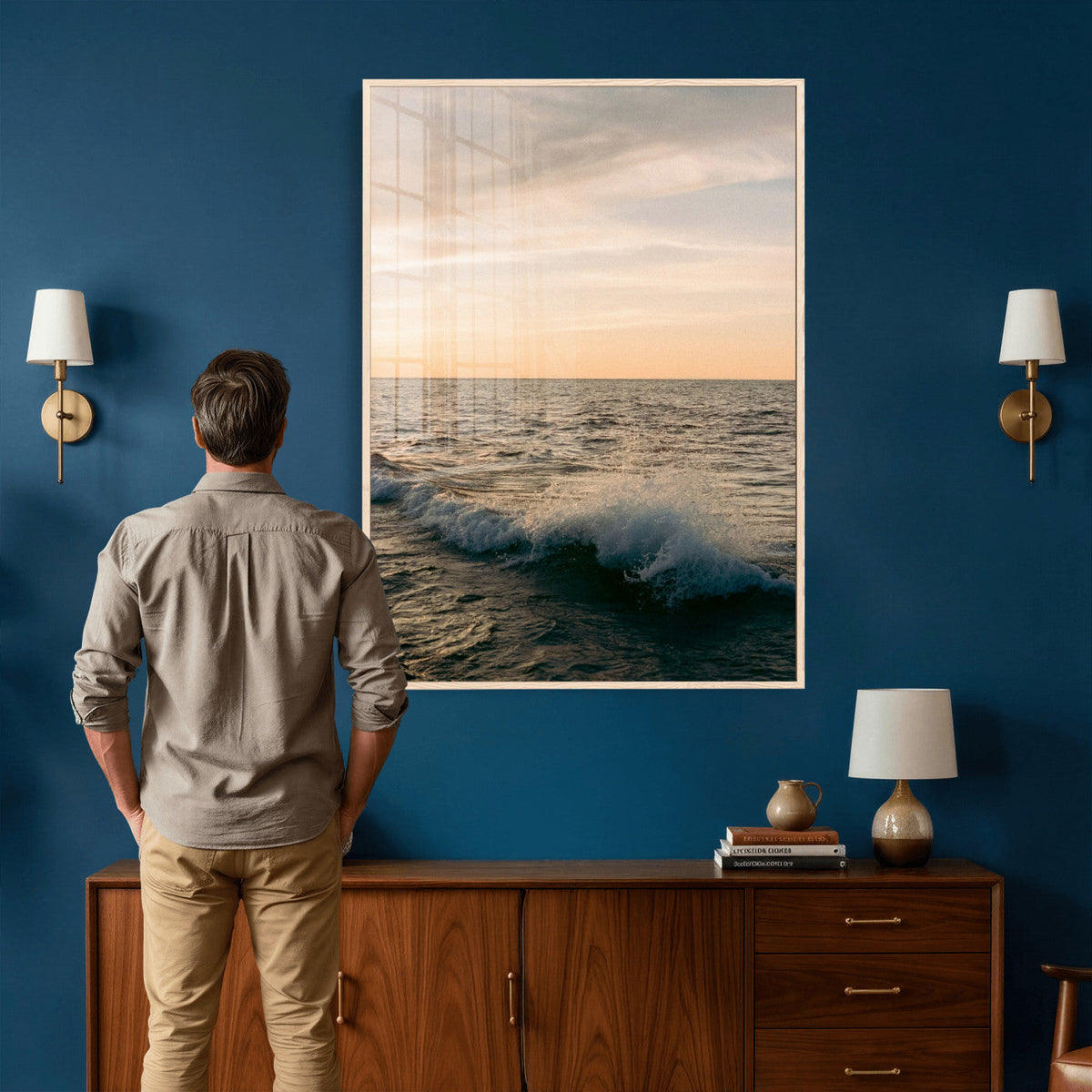 Ocean Wave Wall Art Canvas Print, Calm Coastal Nature