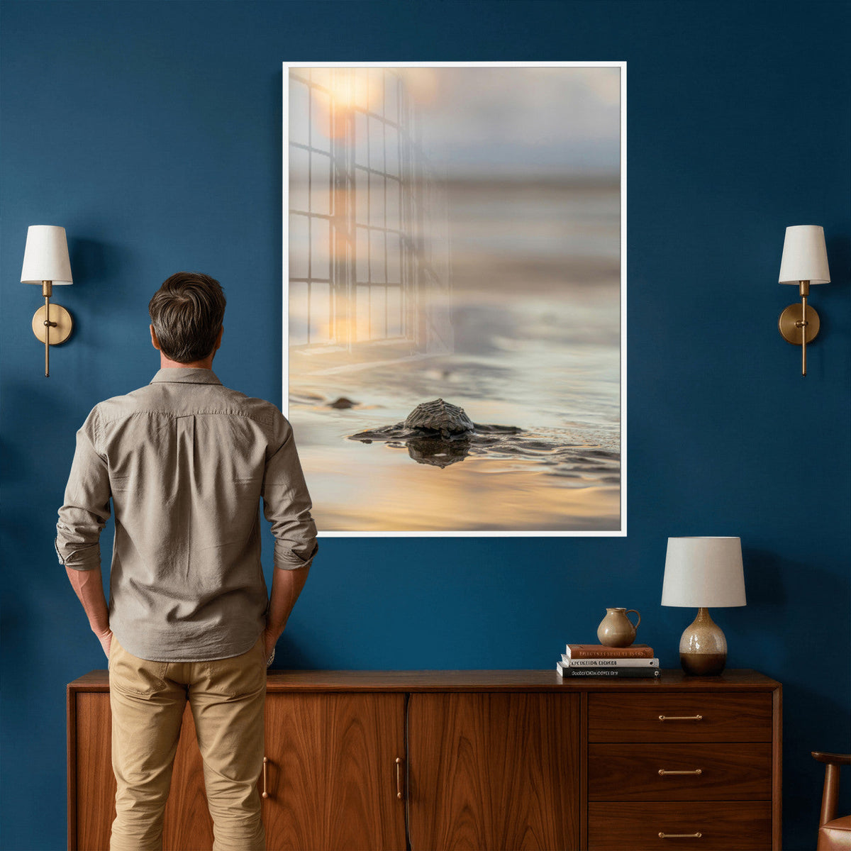 Sea Turtle Hatchling Wall Art Canvas Print – Soft Coastal