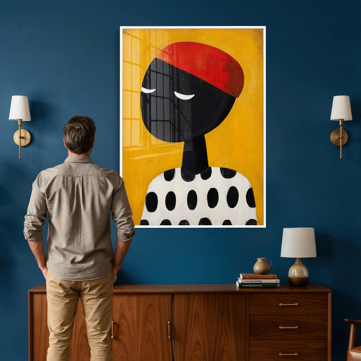 Abstract Portrait Wall Art Canvas Print, Framed Modern