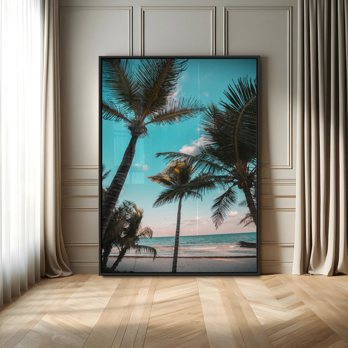 Palm Trees Wall Art Canvas Print – Framed Tropical Beach