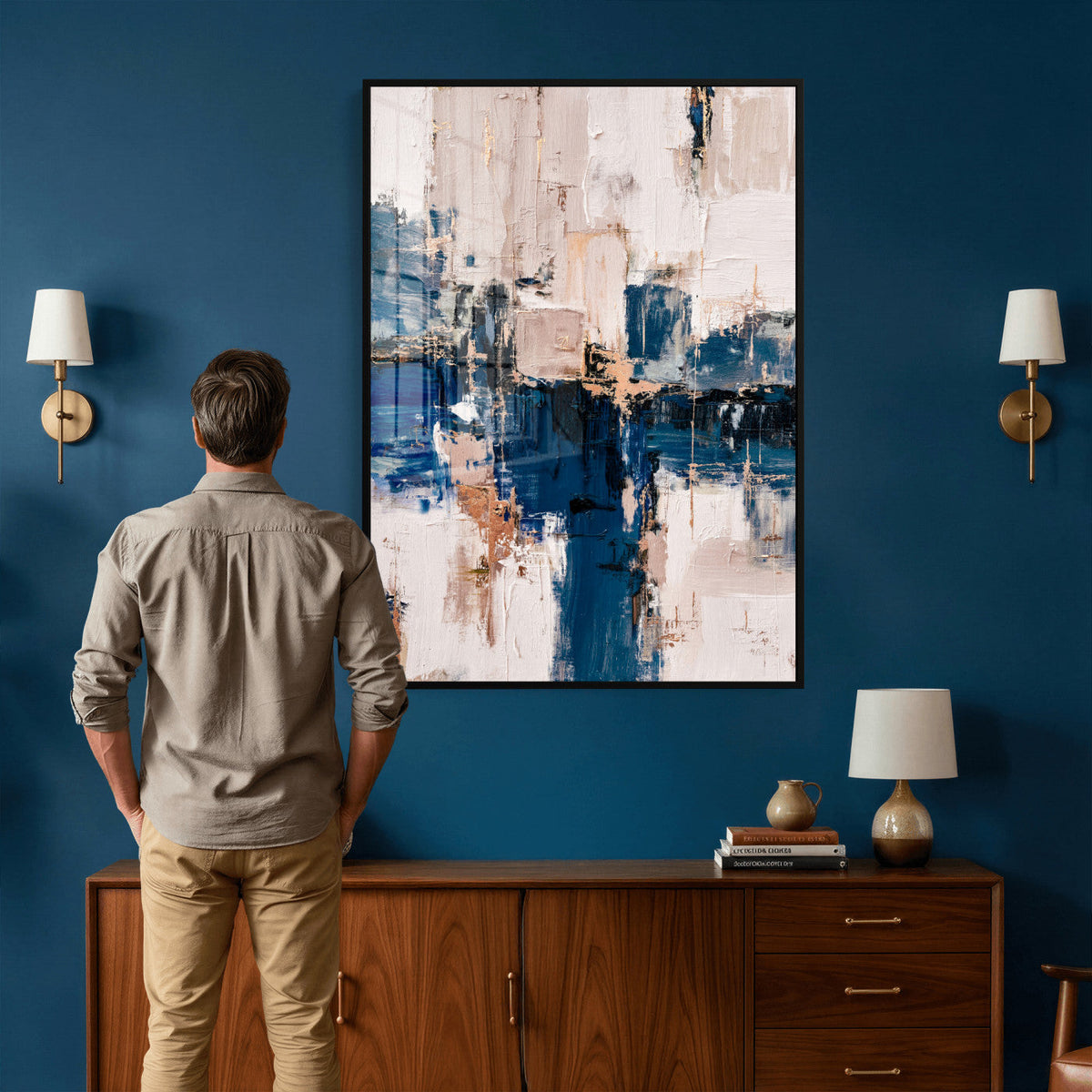Abstract Navy Blue Wall Art Canvas Print