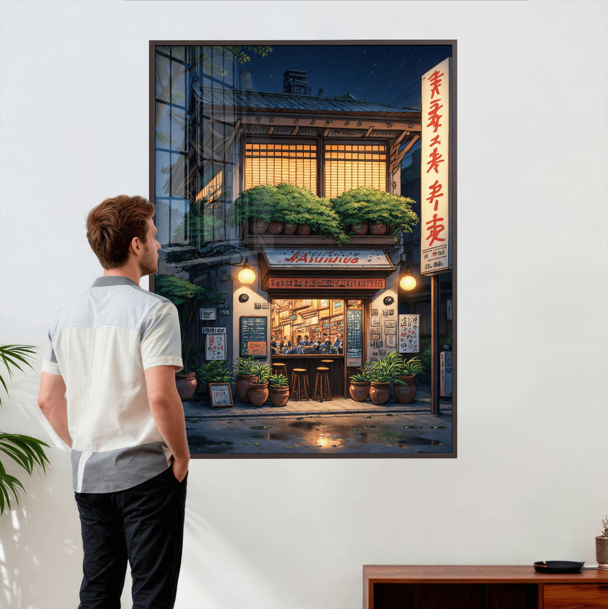 Evening at the Ramen Shop Canvas Wall Art — Japan Night