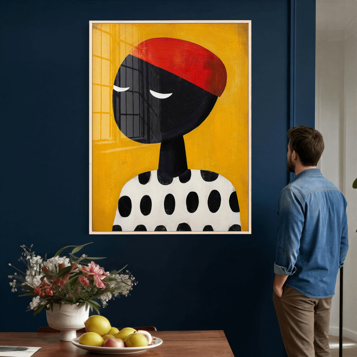 Abstract Portrait Wall Art Canvas Print, Framed Modern