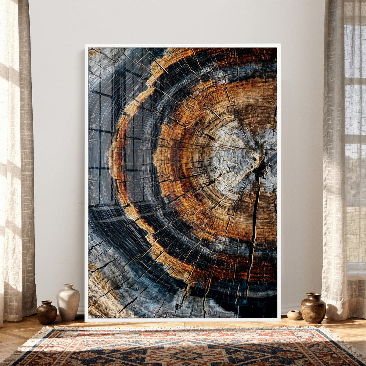 Abstract Wood Grain Canvas Print, Tree Ring Pattern Wall