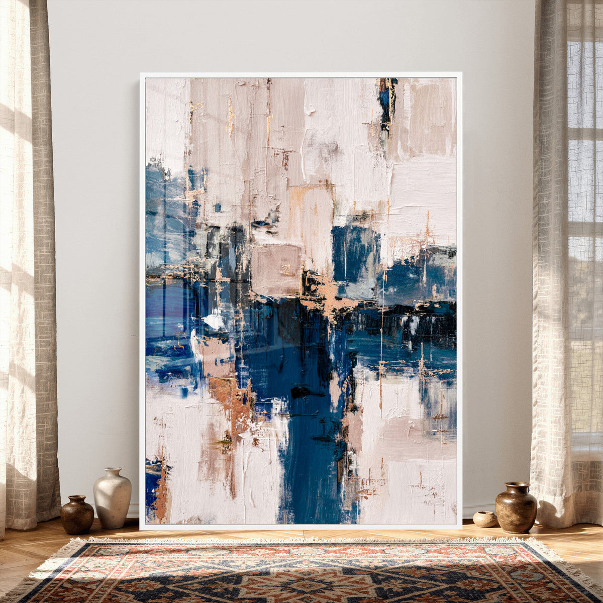 Abstract Navy Blue Wall Art Canvas Print