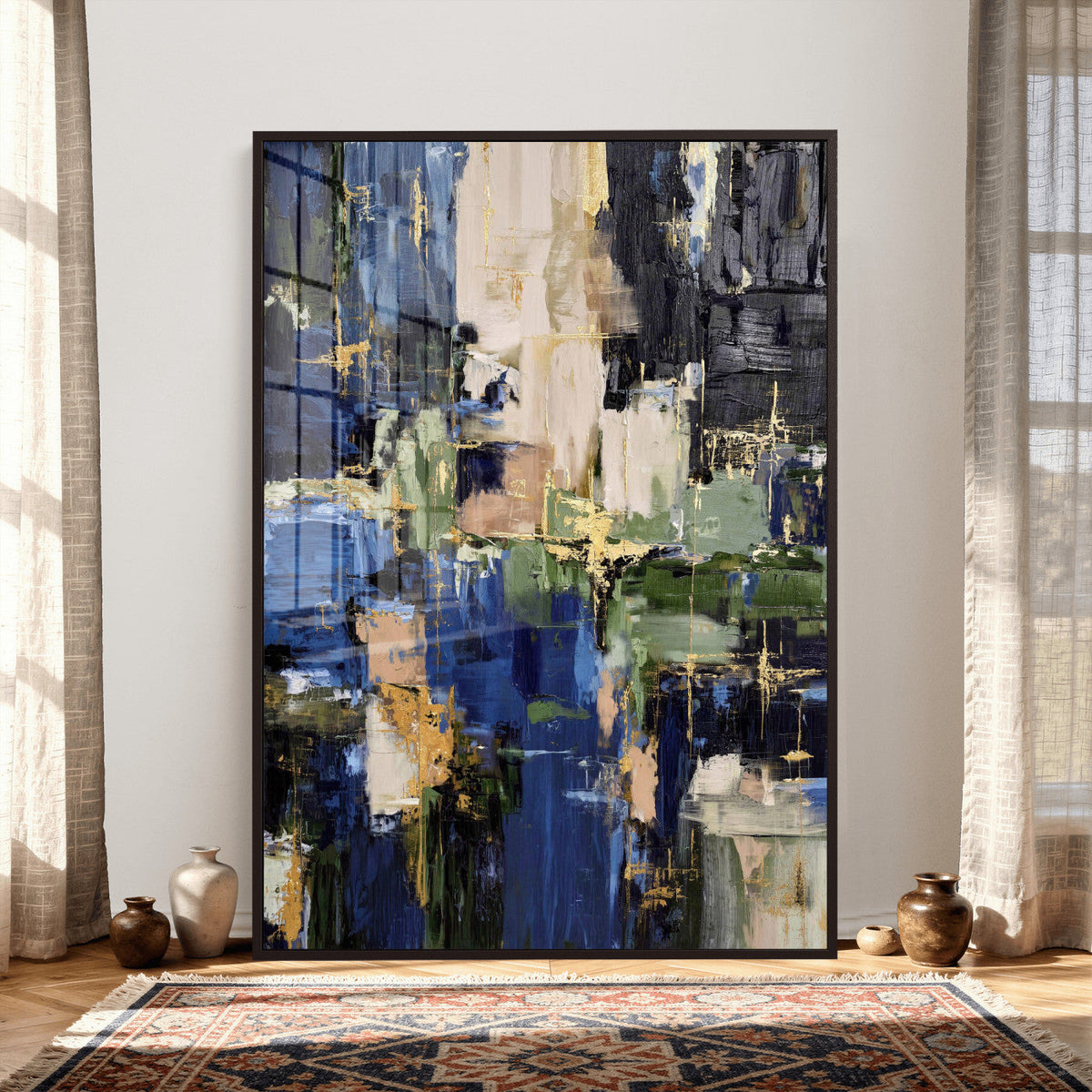 Abstract Dark Blue Wall Art Canvas Print