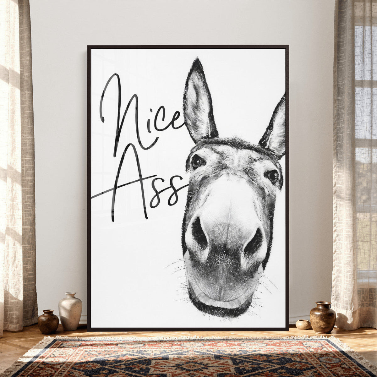 Nice Ass Funny Canvas Wall Art for Bathroom Wall Decor Cute