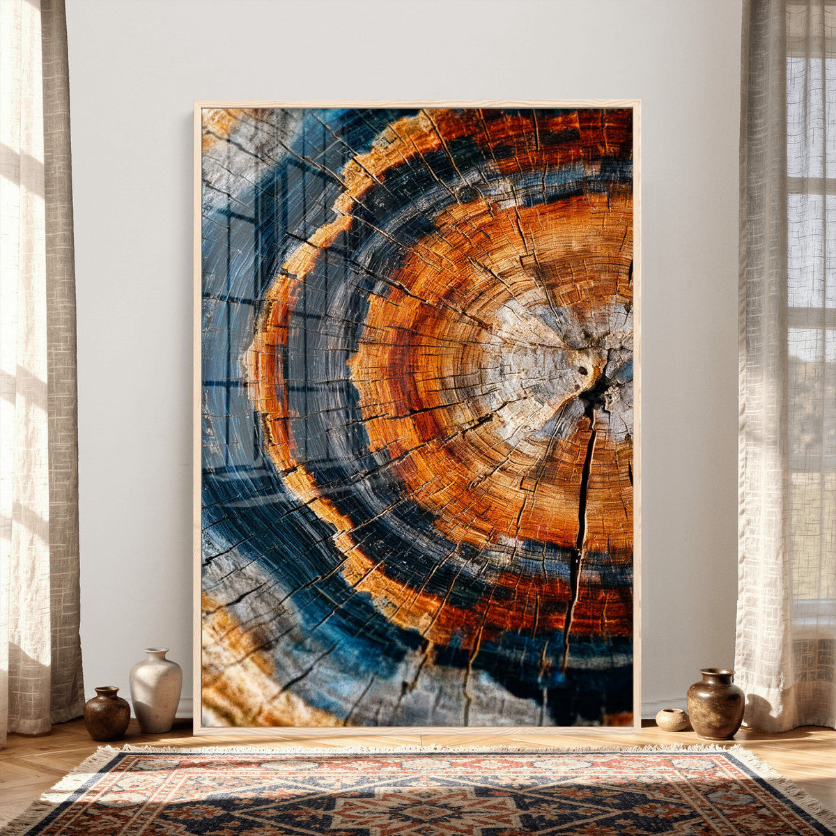 Abstract Wood Grain Canvas Print, Tree Ring Pattern Wall
