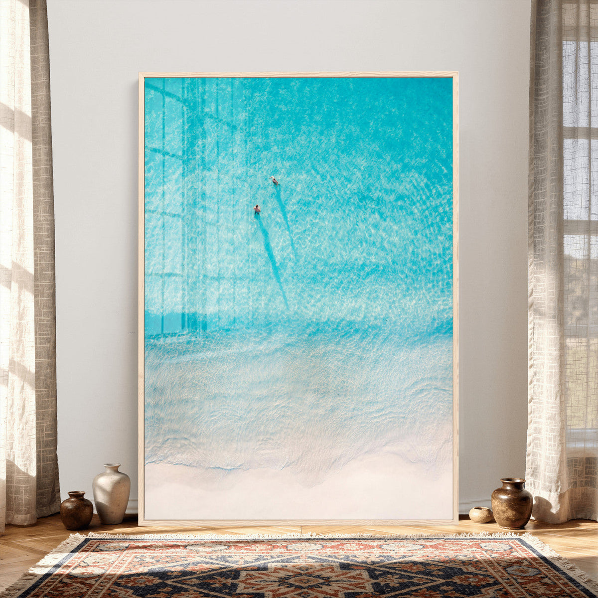 Aerial Turquoise Beach Wall Art Canvas Print – Minimal