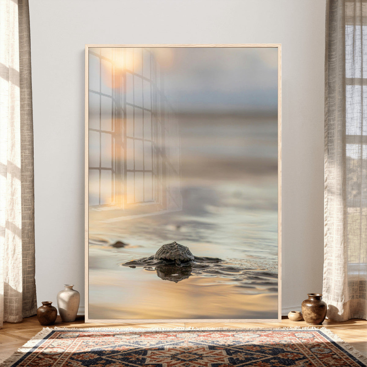 Sea Turtle Hatchling Wall Art Canvas Print – Soft Coastal