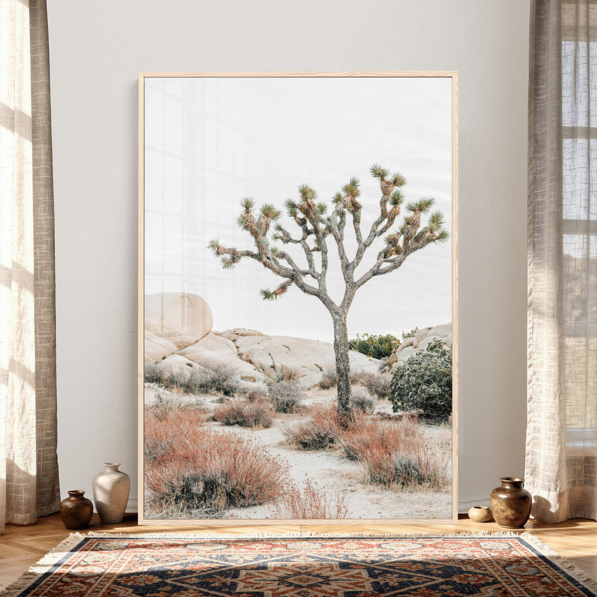 Joshua Tree Desert Wall Art Canvas Print, Minimal Southwest