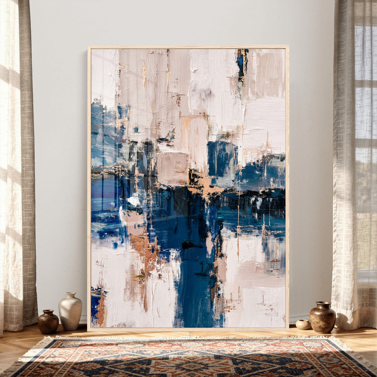 Abstract Navy Blue Wall Art Canvas Print