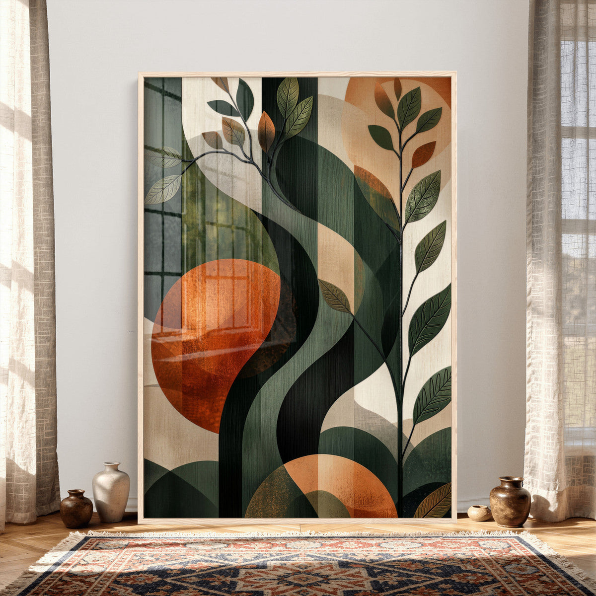 Abstract Green Flowers Wall Art Canvas Print