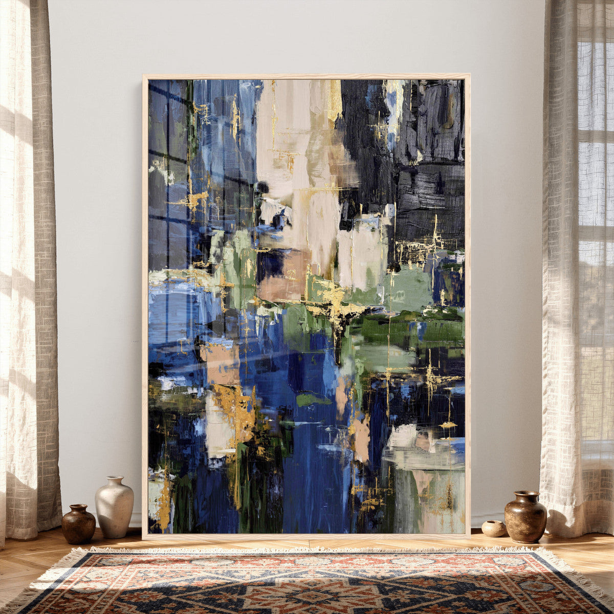 Abstract Dark Blue Wall Art Canvas Print