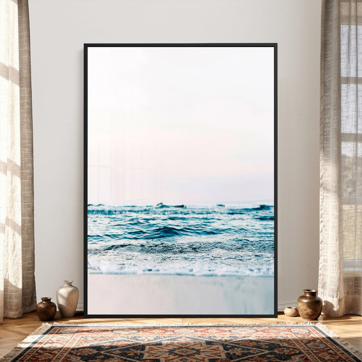 Minimal Ocean Wave Wall Art Canvas Print – Coastal Seascape
