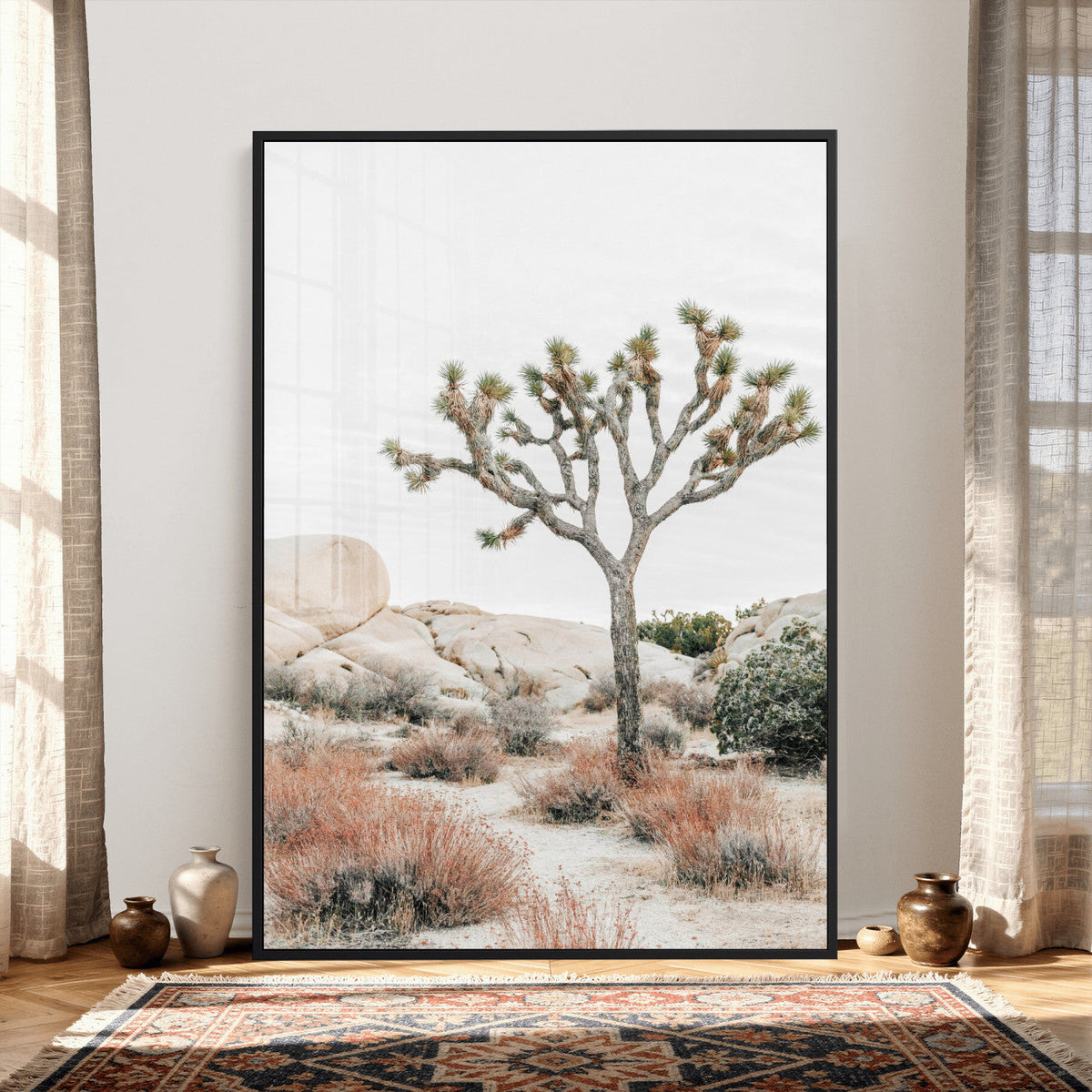 Joshua Tree Desert Wall Art Canvas Print, Minimal Southwest