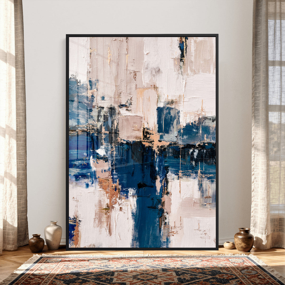 Abstract Navy Blue Wall Art Canvas Print