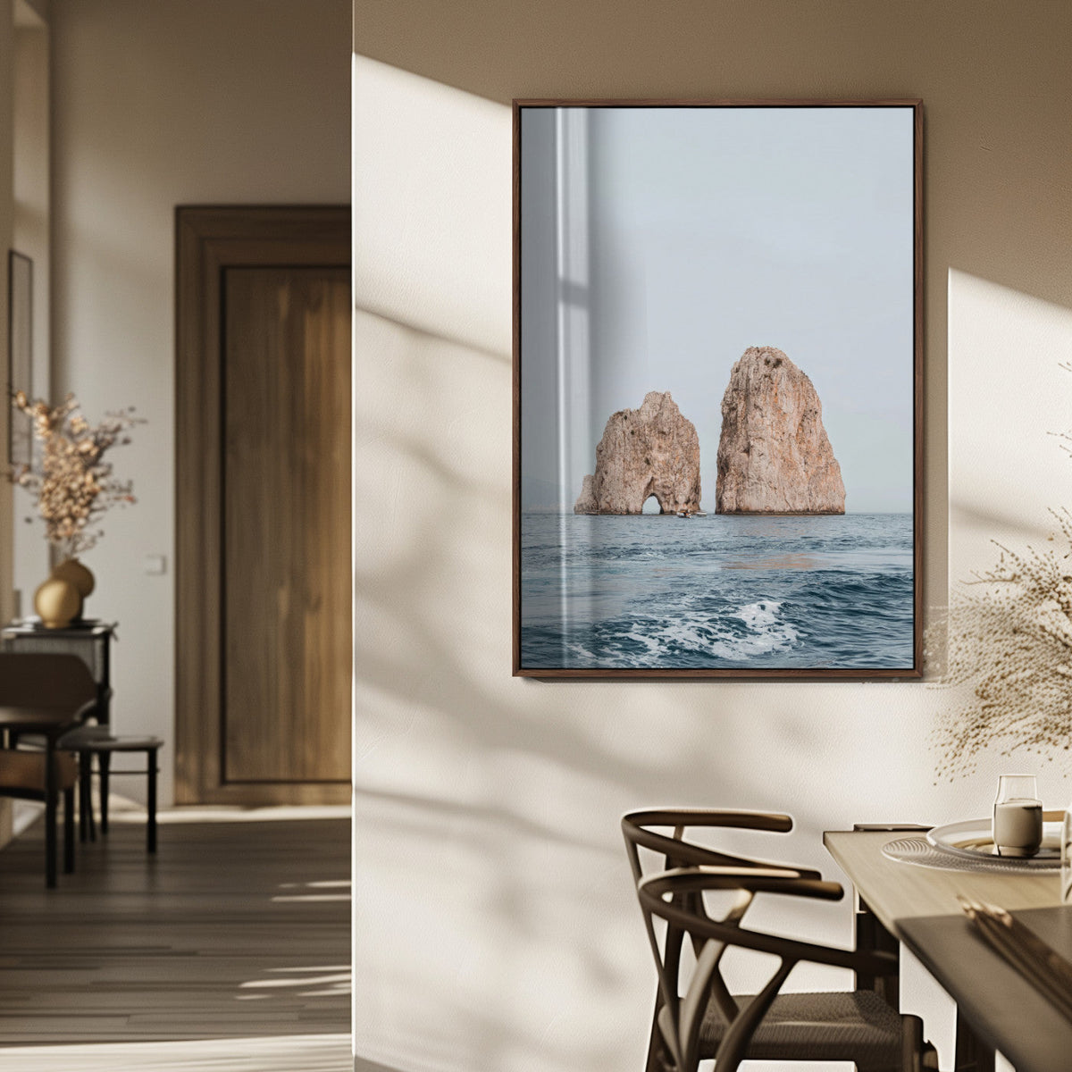 Faraglioni Capri Wall Art Canvas Print – Framed Serene Ocean