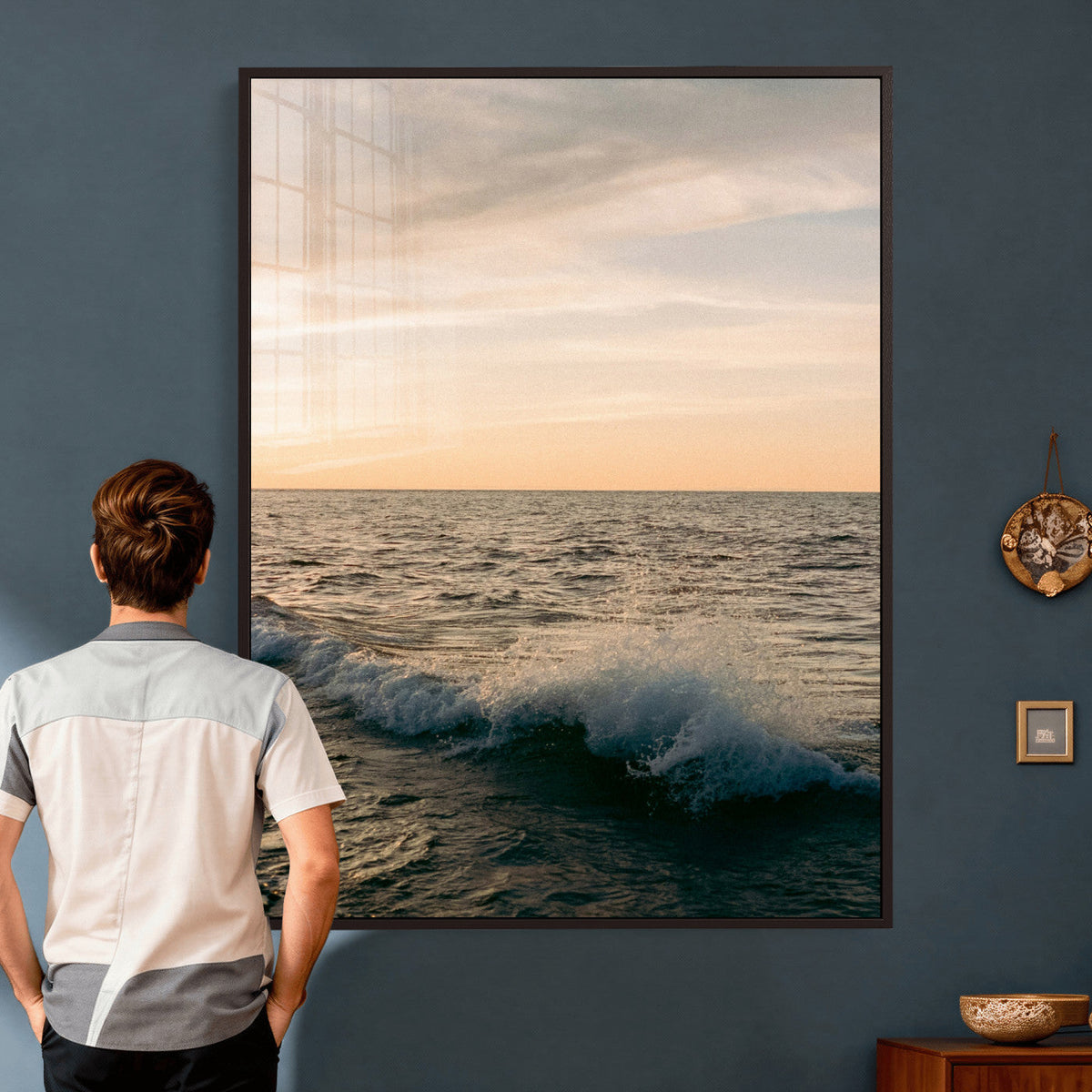 Ocean Wave Wall Art Canvas Print, Calm Coastal Nature