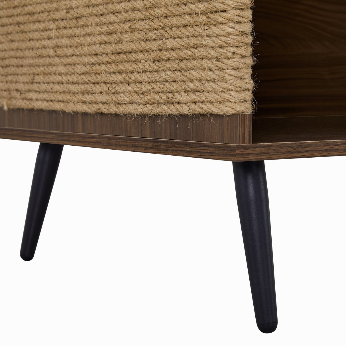 Cat Furniture 2 In 1 Modern Walnut Cabinet Side Table With Spring-Loaded Door