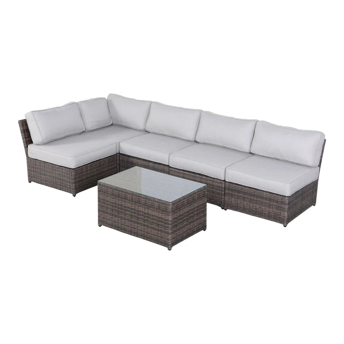 Comfortable Modern Patio Rattan Sectional Set With Cushions