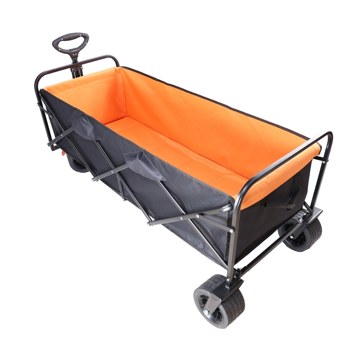 Big Large Capacity Folding Wagon Cart with Extender (Black + Orange)