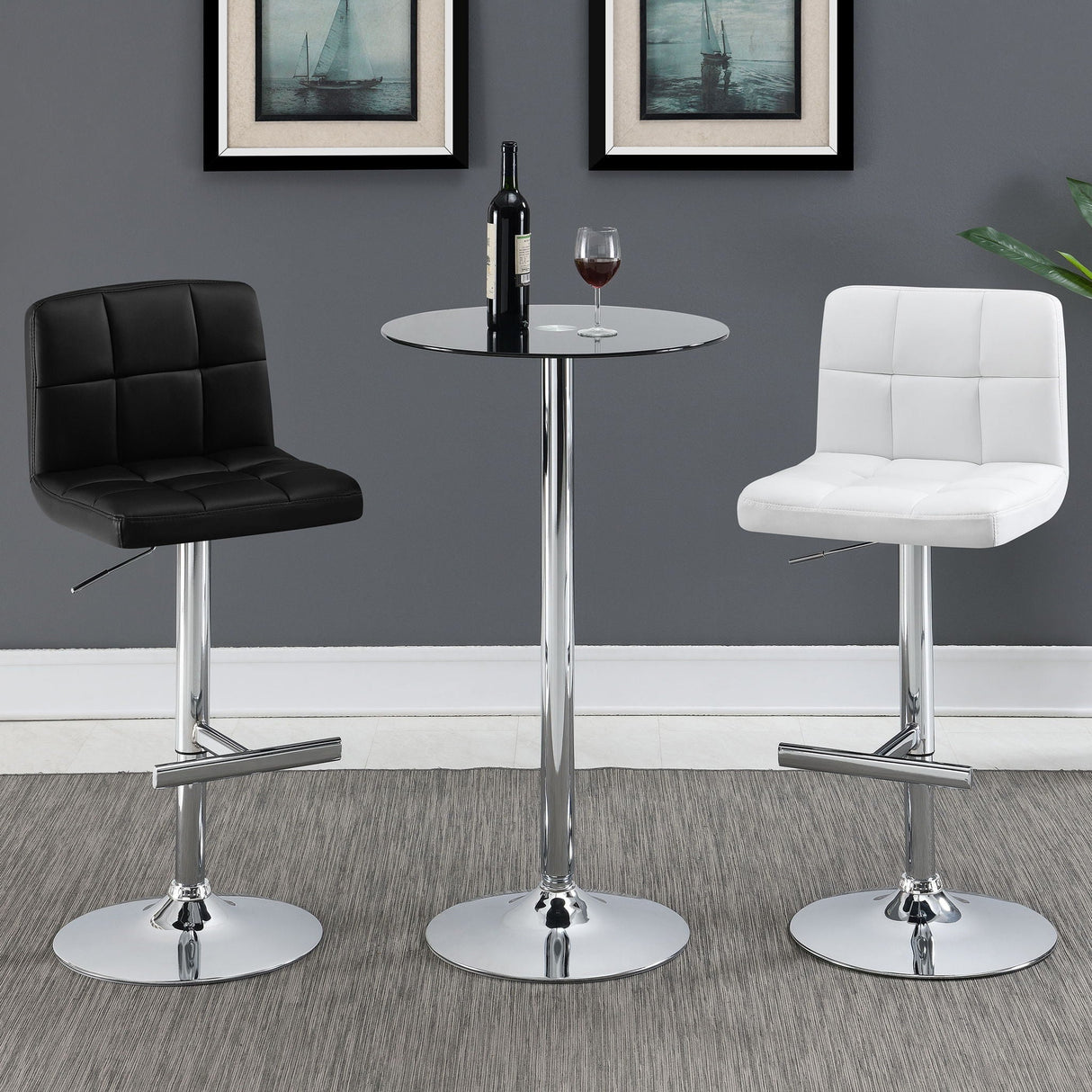 Lenny - Upholstered Adjustable Bar Stool (Set of 2) - White