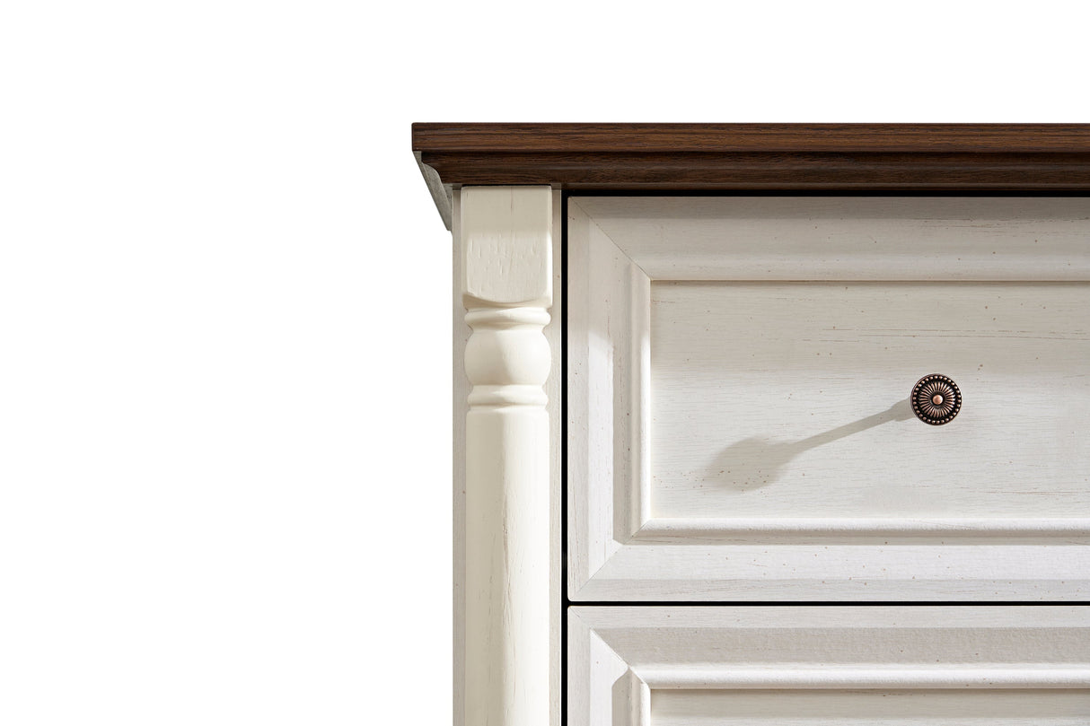 Farmhouse Style 6 Drawer Dresser Chest with Base Wooden Rustic Chest