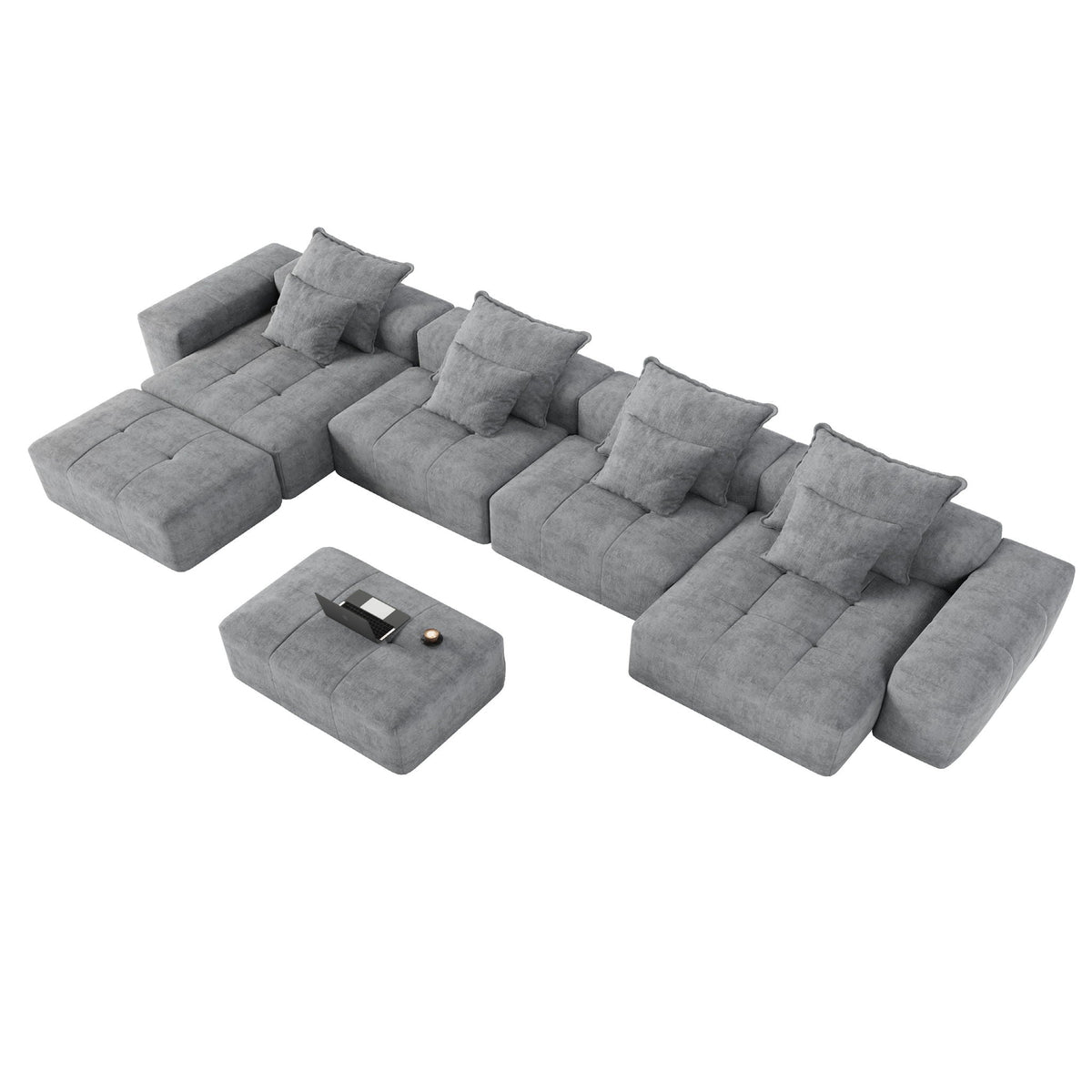 Modern Oversized Modular Sectional Sofa with Pillows - Multiple Colors