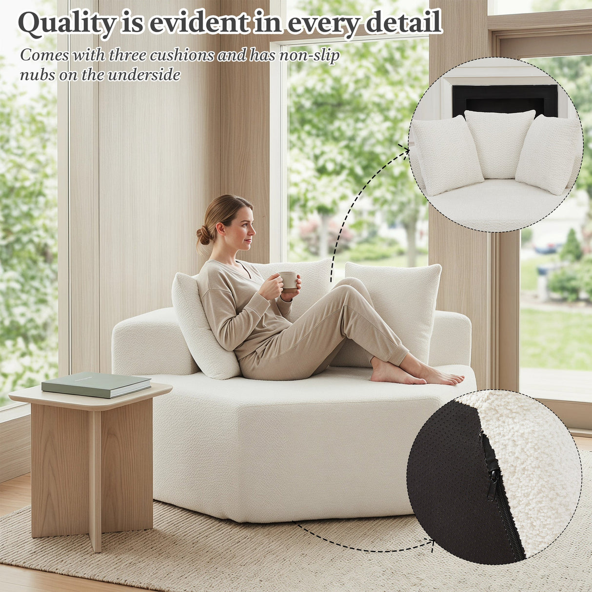 54-Inch Modern-Style Hexagonal Single Lounge Chair