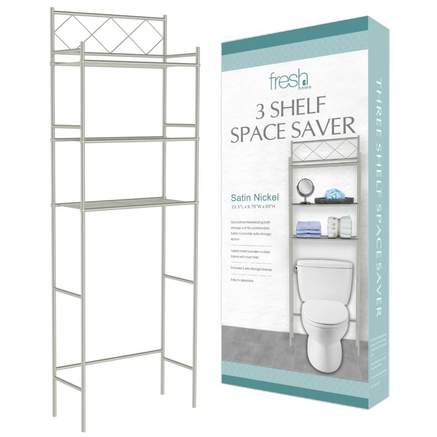 J&V Textiles 3-Shelf Metal Bathroom Organizer Over The Toilet