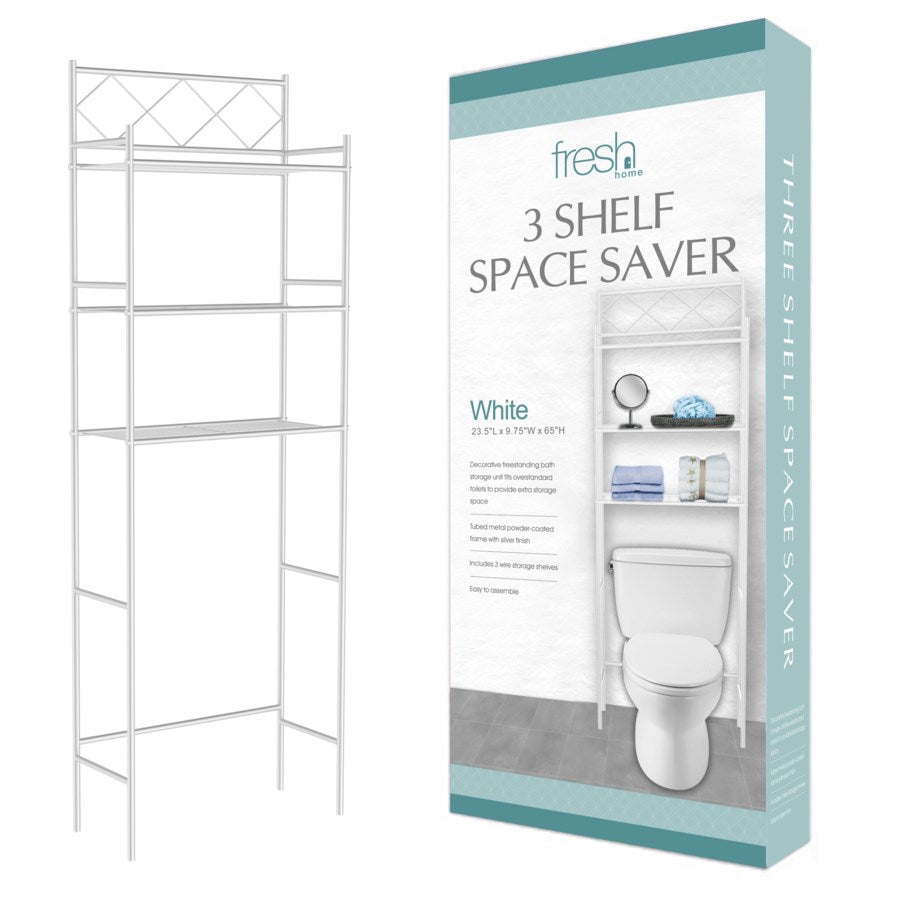 J&V Textiles 3-Shelf Metal Bathroom Organizer Over The Toilet