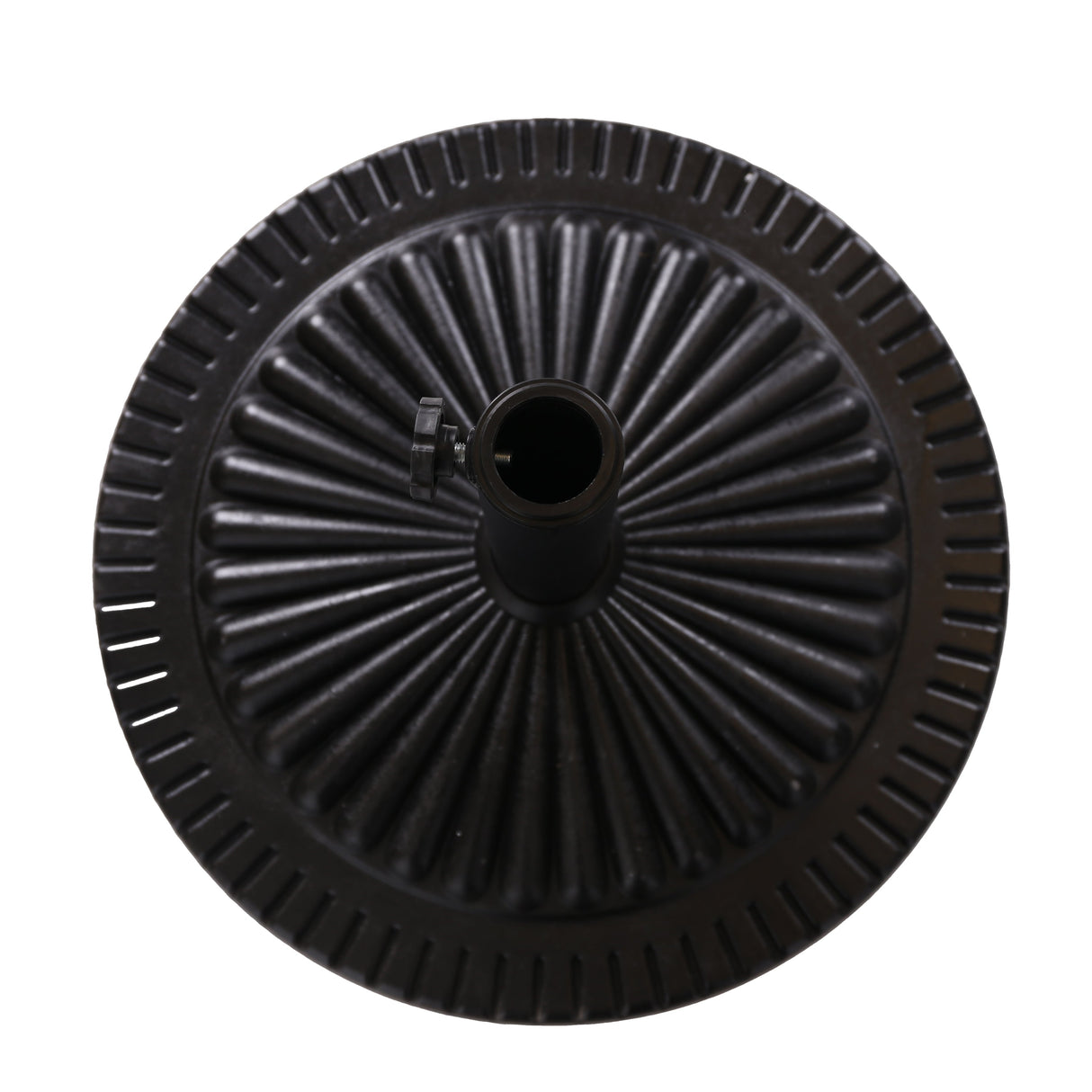 Black Rock Resin Outdoor Umbrella Base with Steel Support in Black Finish