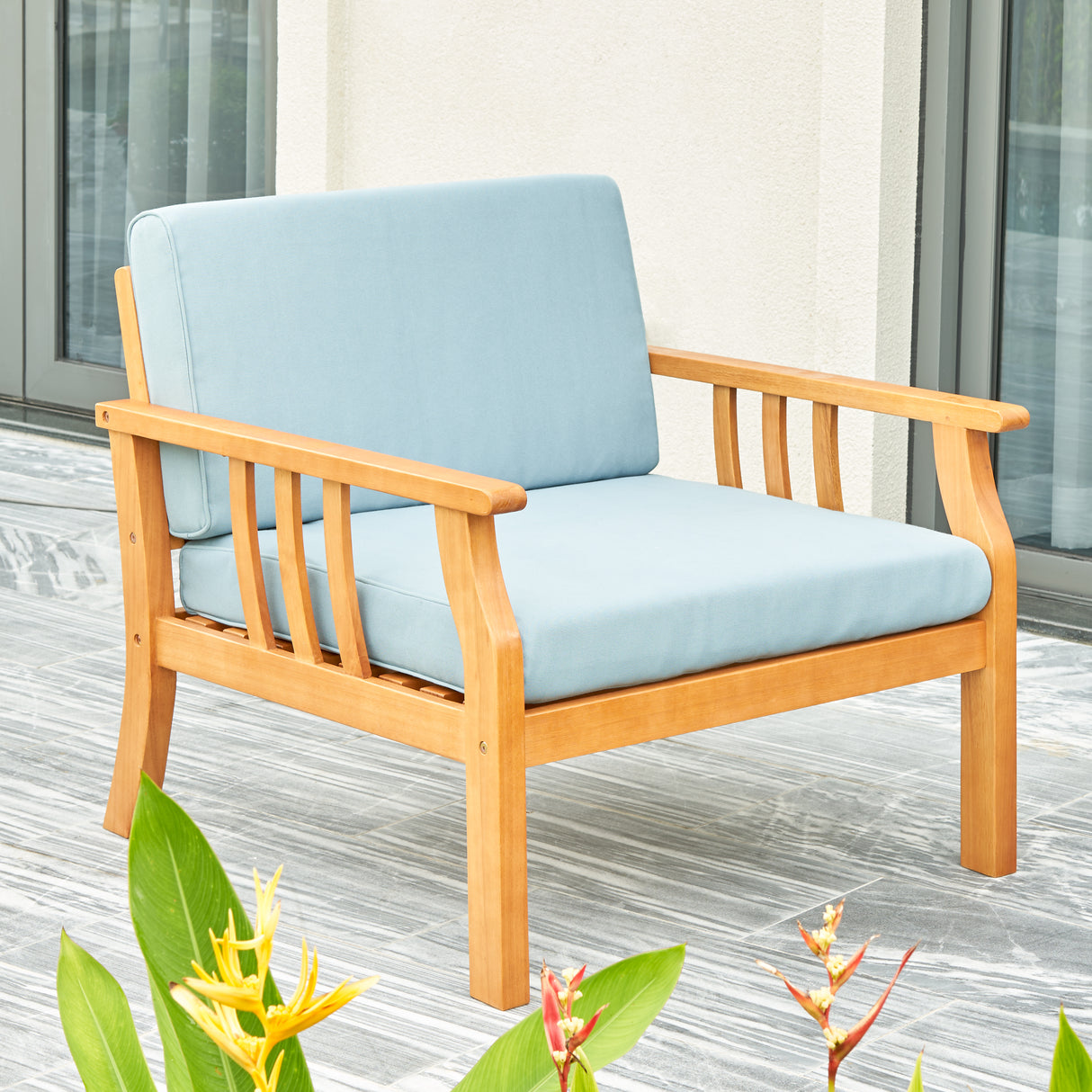 Kapalua honey nautical curve eucalyptus outdoor chair with cushion