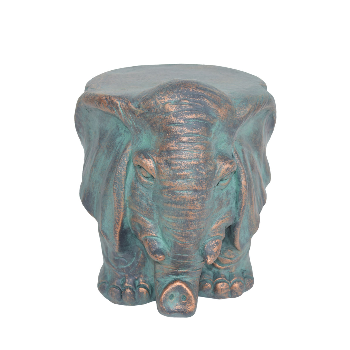 Elephant Garden Stool with Copper Patina Finish