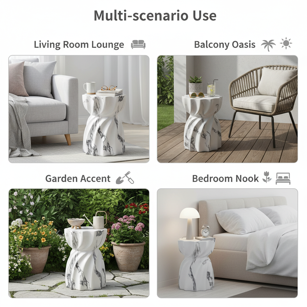 19.29"H Modern Outdoor Concrete Side Table