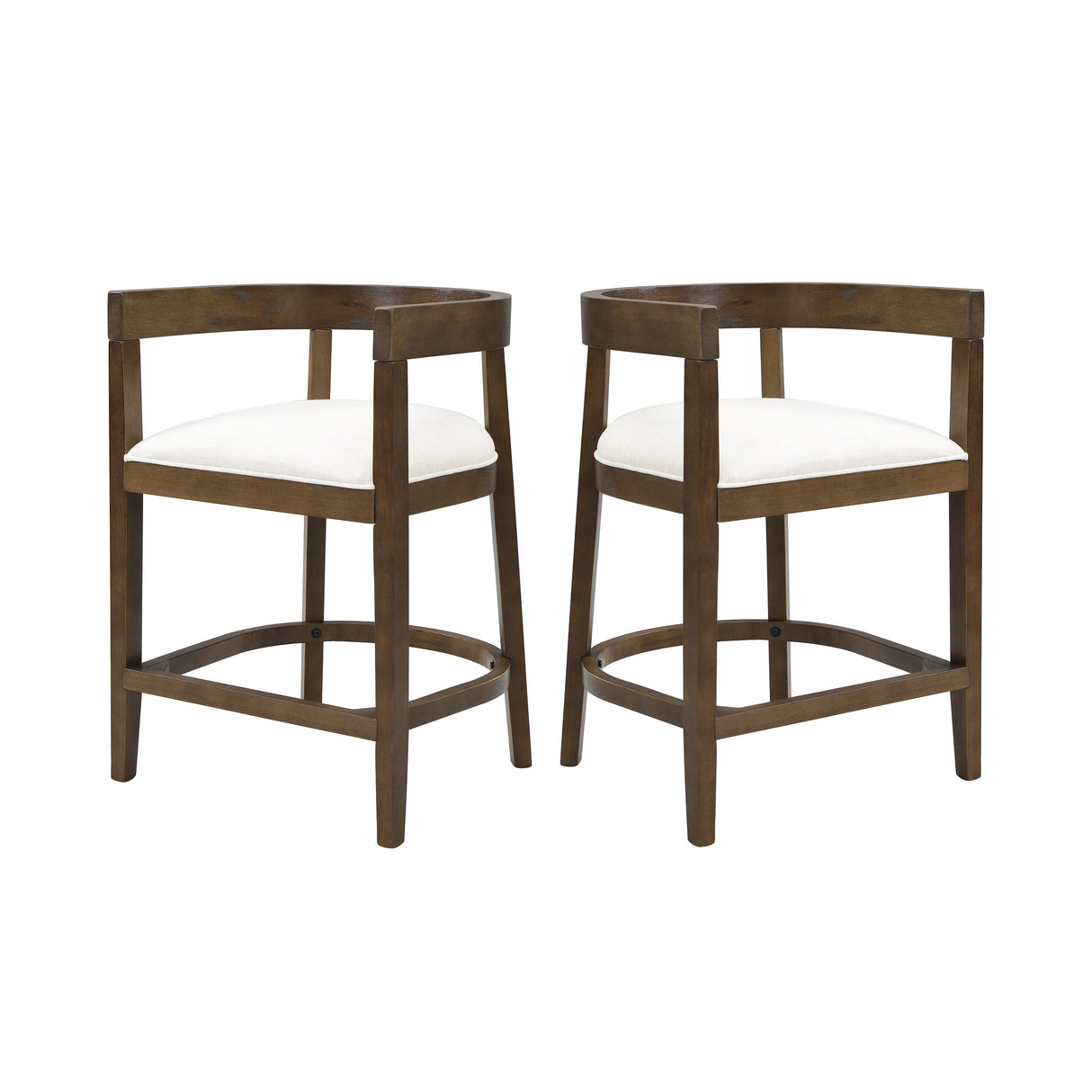 Modern Rubberwood Counter Stool Set with Upholstered Seats