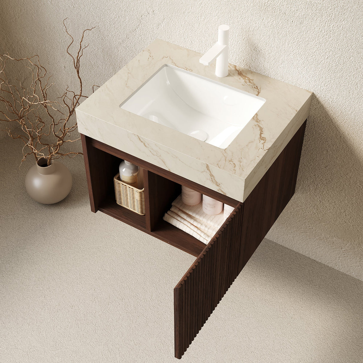 Eiden 24" Bathroom Vanity & Sink, Floating Storage Cabinet