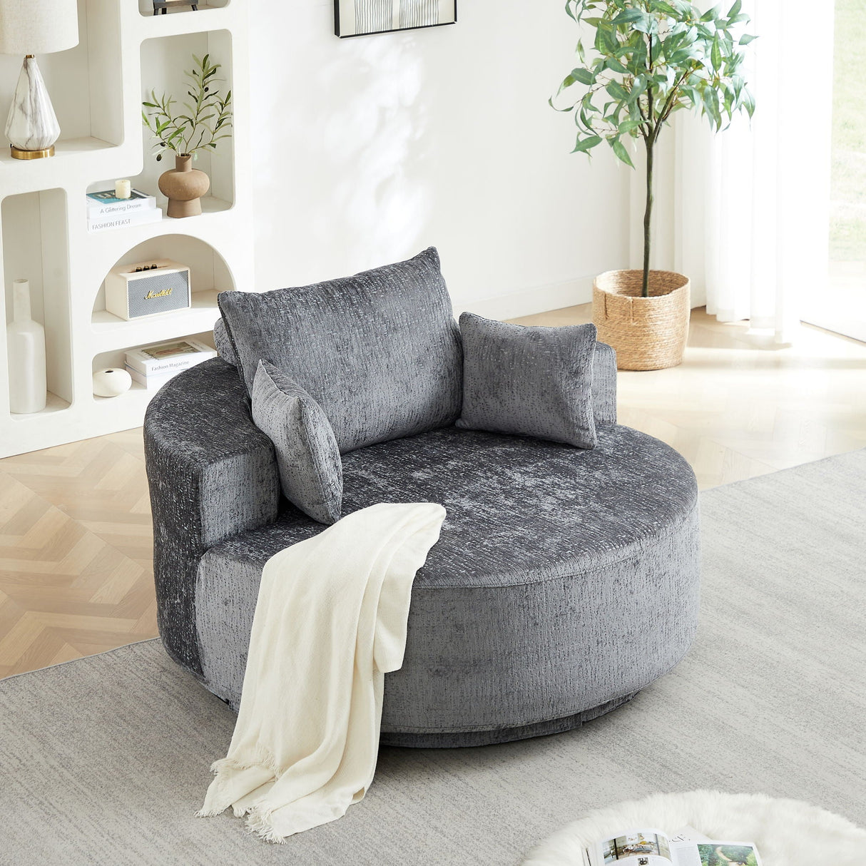 Swivel Chair With Rotating Base For Living Room